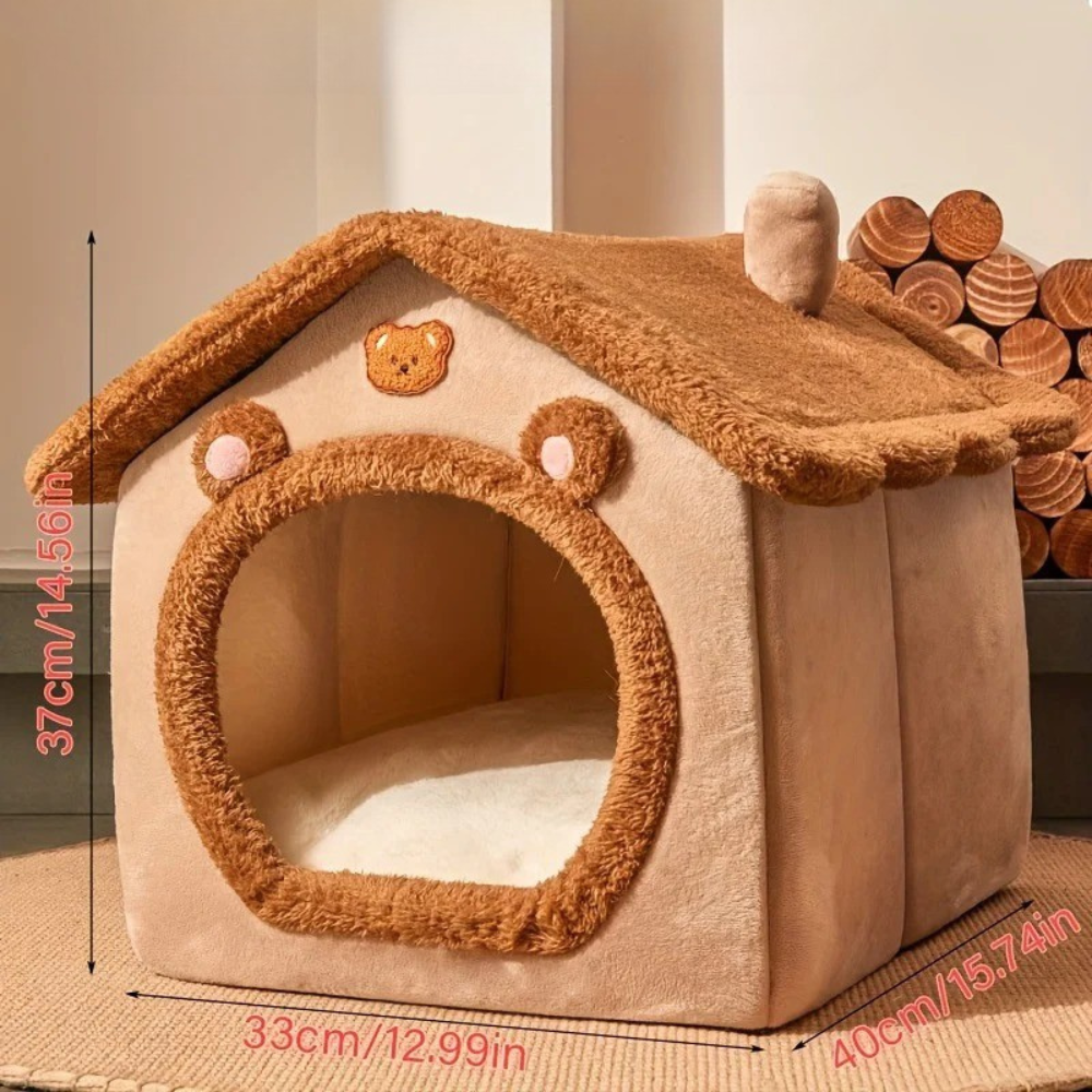 Maison en peluche style chalet pour chien et chat