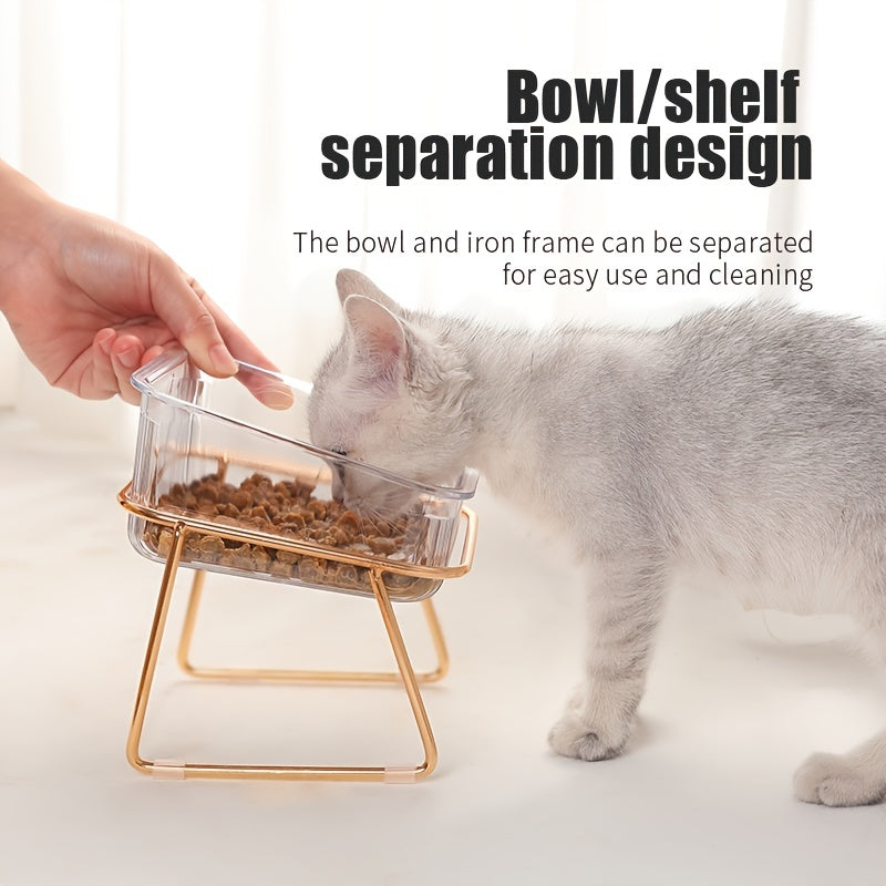 Gamelle Double Surélevée Transparente pour Chats – 15° Inclinée