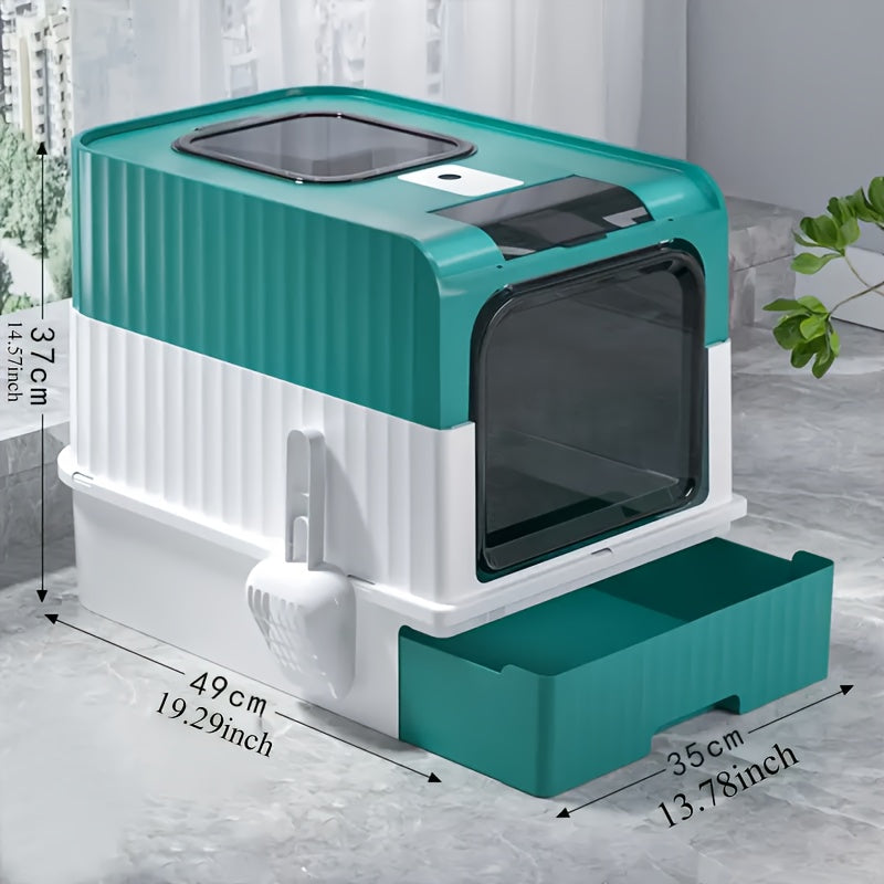Grande Maison de Toilette pour Chat – Bac à Litière avec Tiroir et Pelle