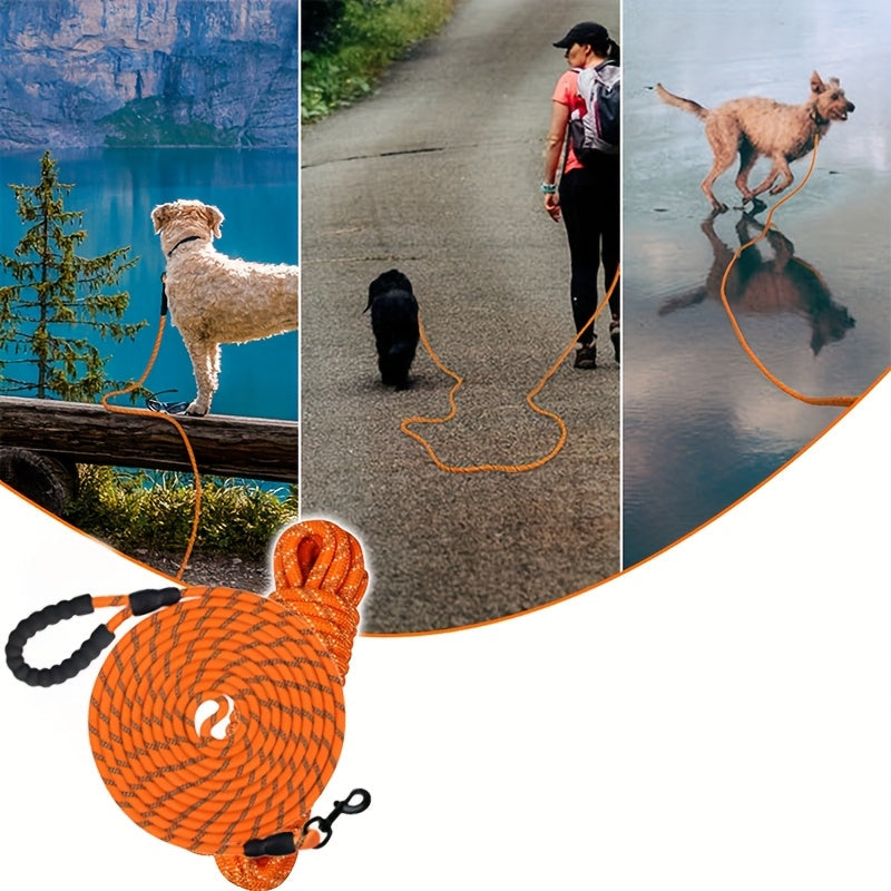 Longe d'Entraînement Orange avec Poignée Rembourrée pour Chien – 4,5 m à 15 m