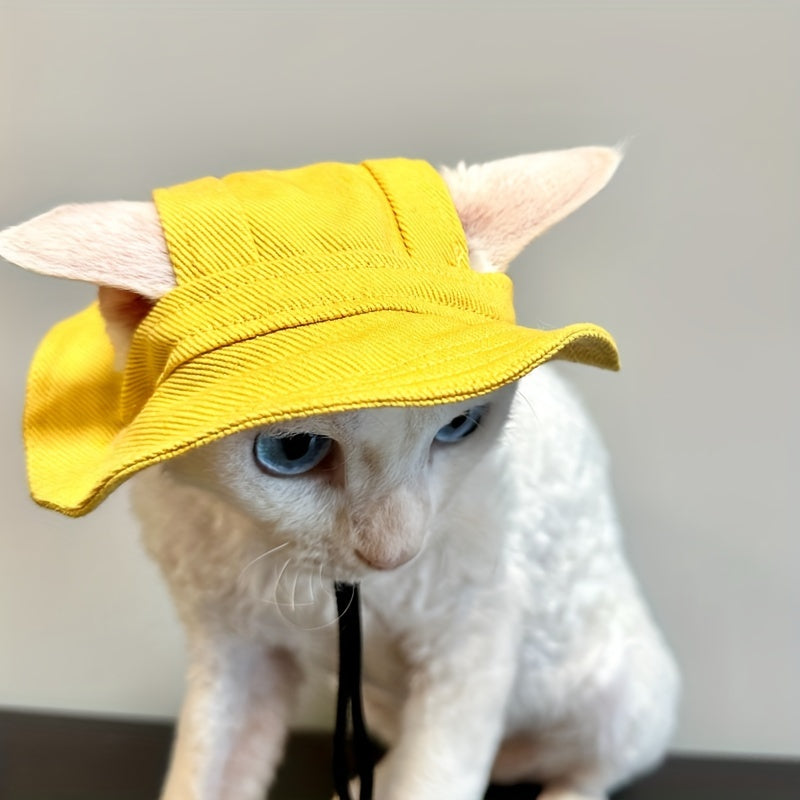 Chapeau Large à Lien Réglable pour Chats – Protection Solaire Respirante