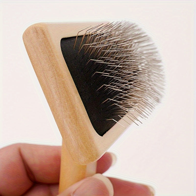 Brosse de Toilettage en Bois pour Chiens et Chats – Picots Fins et Manche Ergonomique