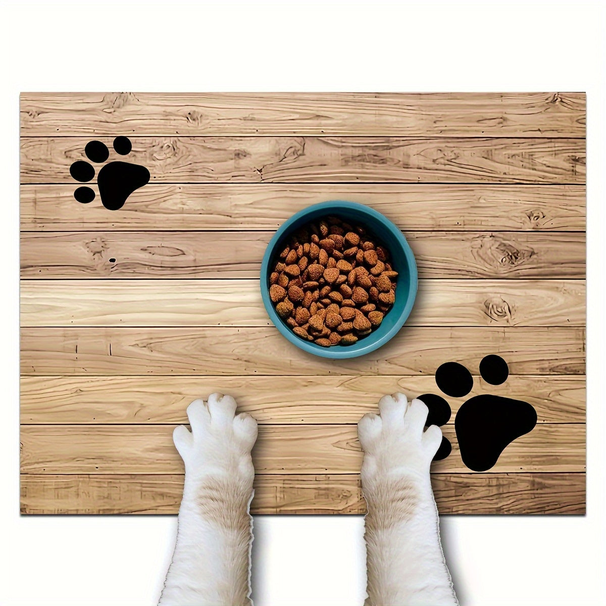 Tapis gamelle en diatomite effet bois pour chien et chat