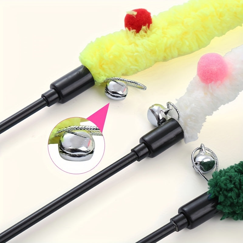 Canne à Plumes Souple avec Serpent en Peluche pour Chat