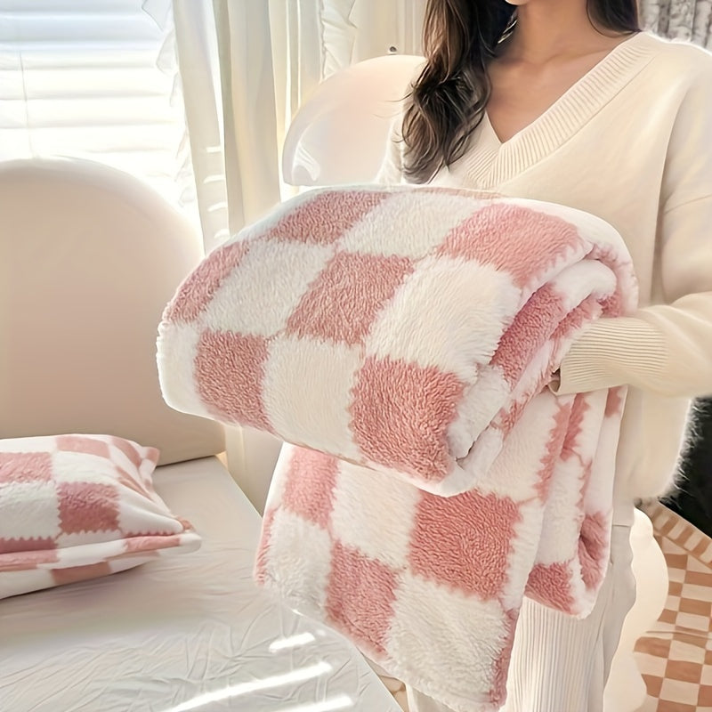 Plaid Flanelle à Carreaux Doux et Épais – Multi-Usages pour Humains et Animaux