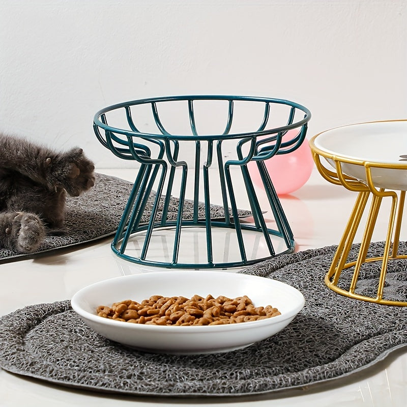 Gamelle Élevée Style Nordique – Support Métal et Bol en Céramique