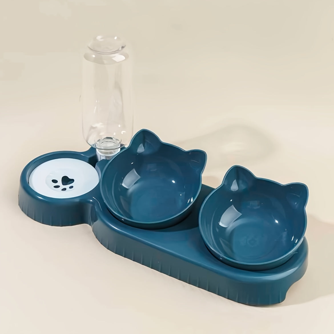 Gamelle 3 en 1 avec Réservoir d’Eau et Bols Inclinés – Design Oreilles de Chat