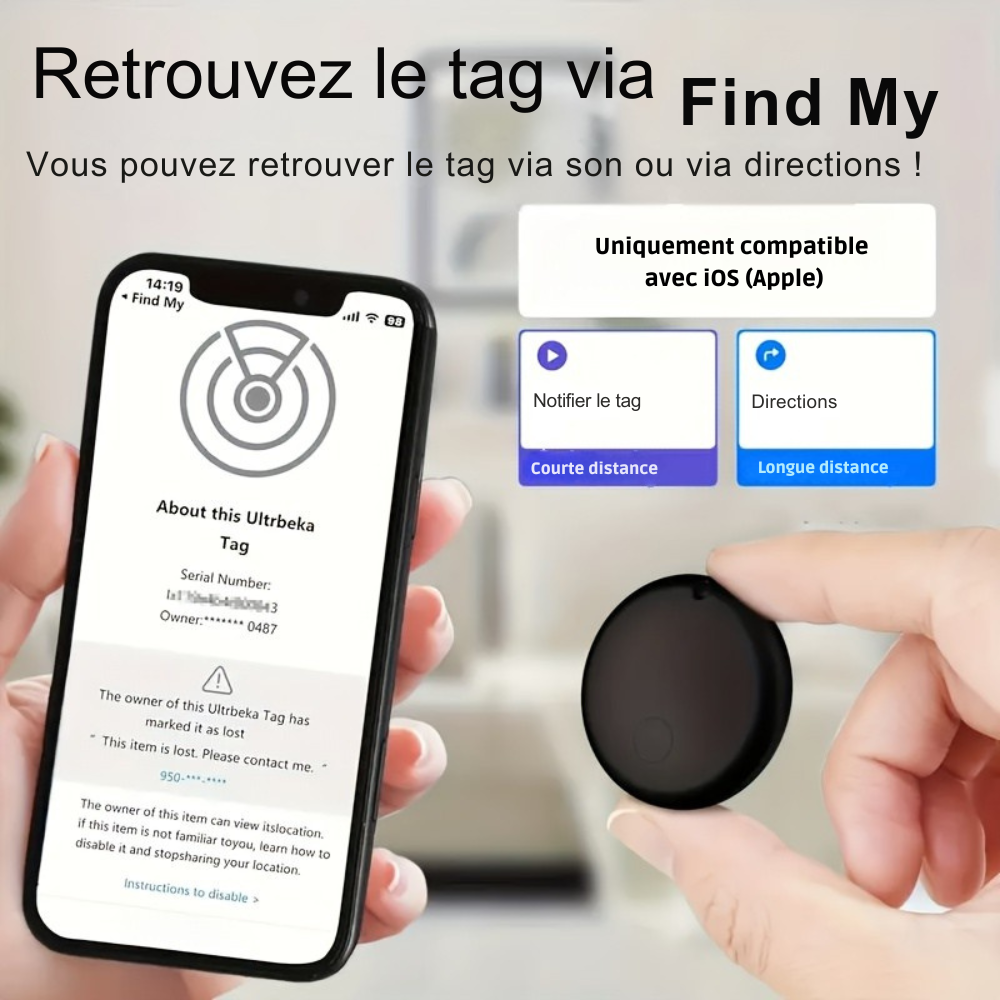 Traceur GPS Collier pour iOS – Étui Silicone Antichoc Inclus
