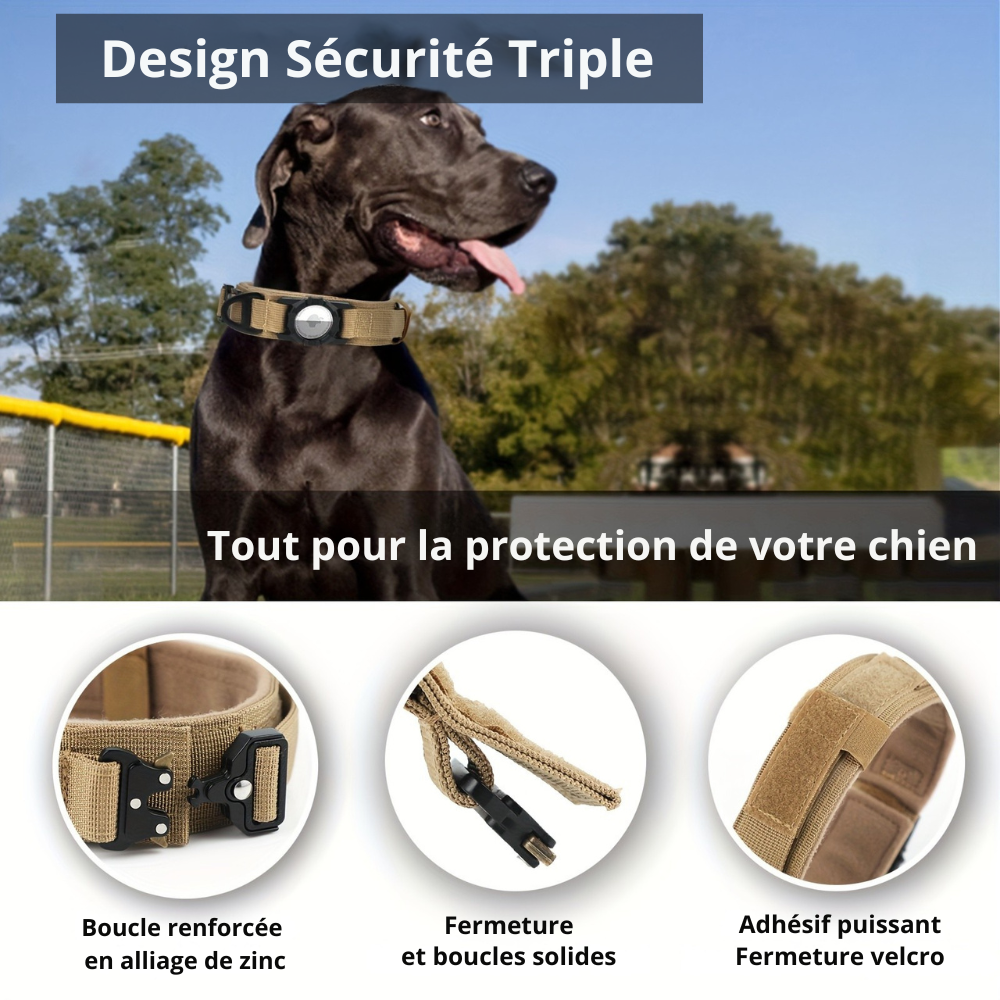 Collier Tactique pour Chien avec poignée et support GPS