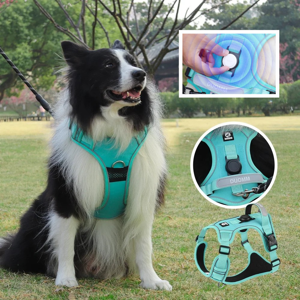 Harnais Anti-traction compatible avec GPS/AirTag pour Chien