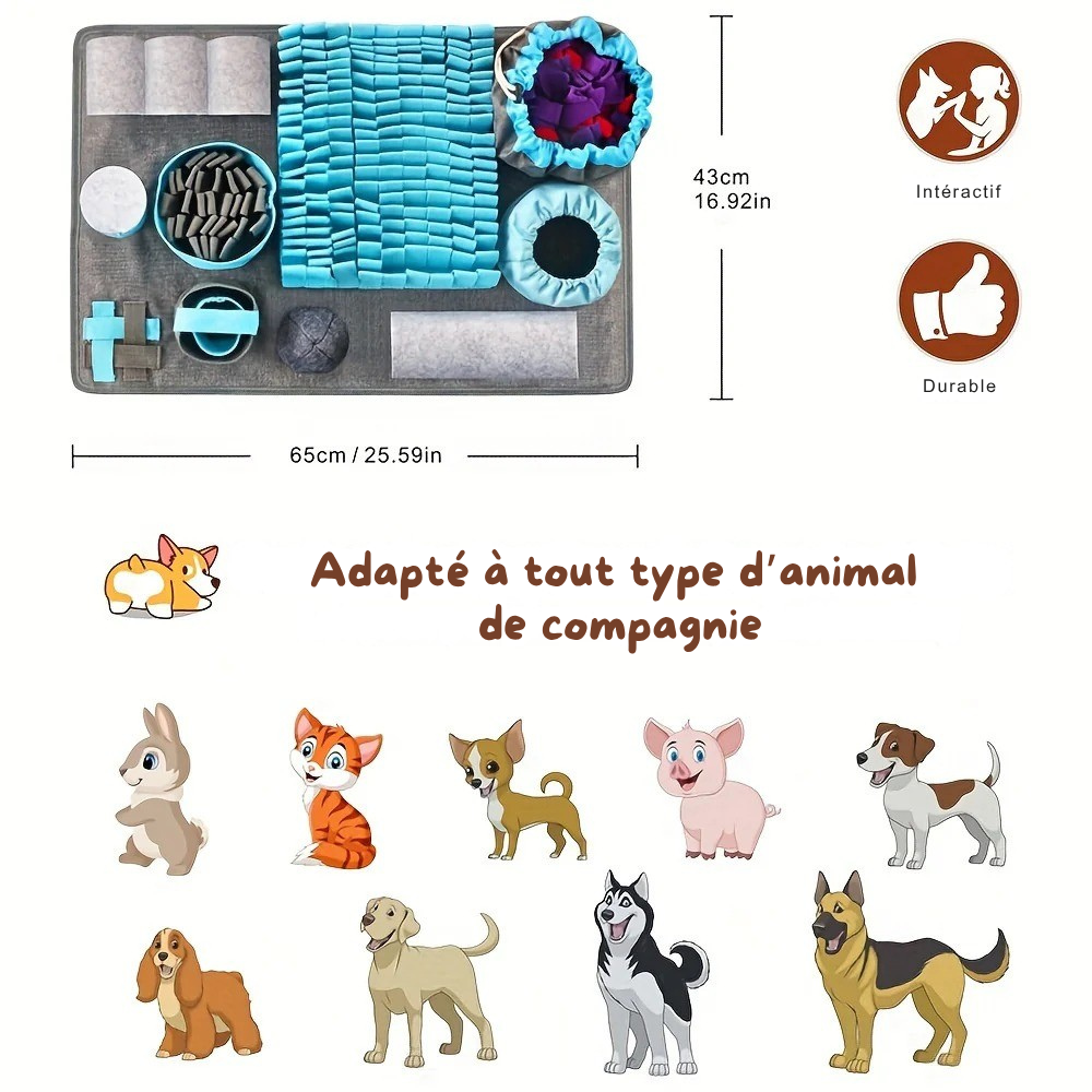 Tapis de Fouille Interactif Multifonction pour Chien – Antidérapant et Lavable