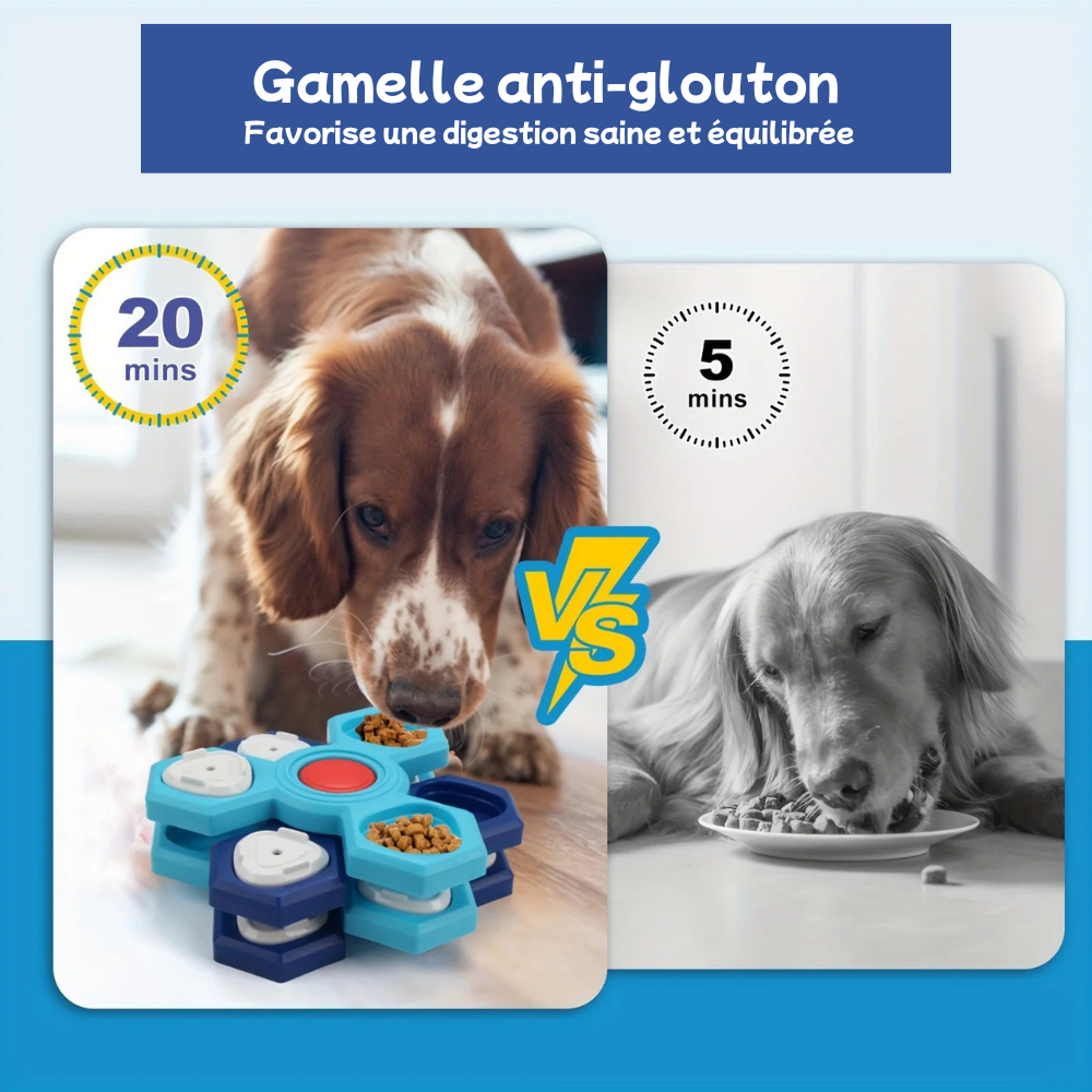 Jouet Distributeur de Croquettes Rotatif à 4 Niveaux – Puzzle Interactif pour Chiens