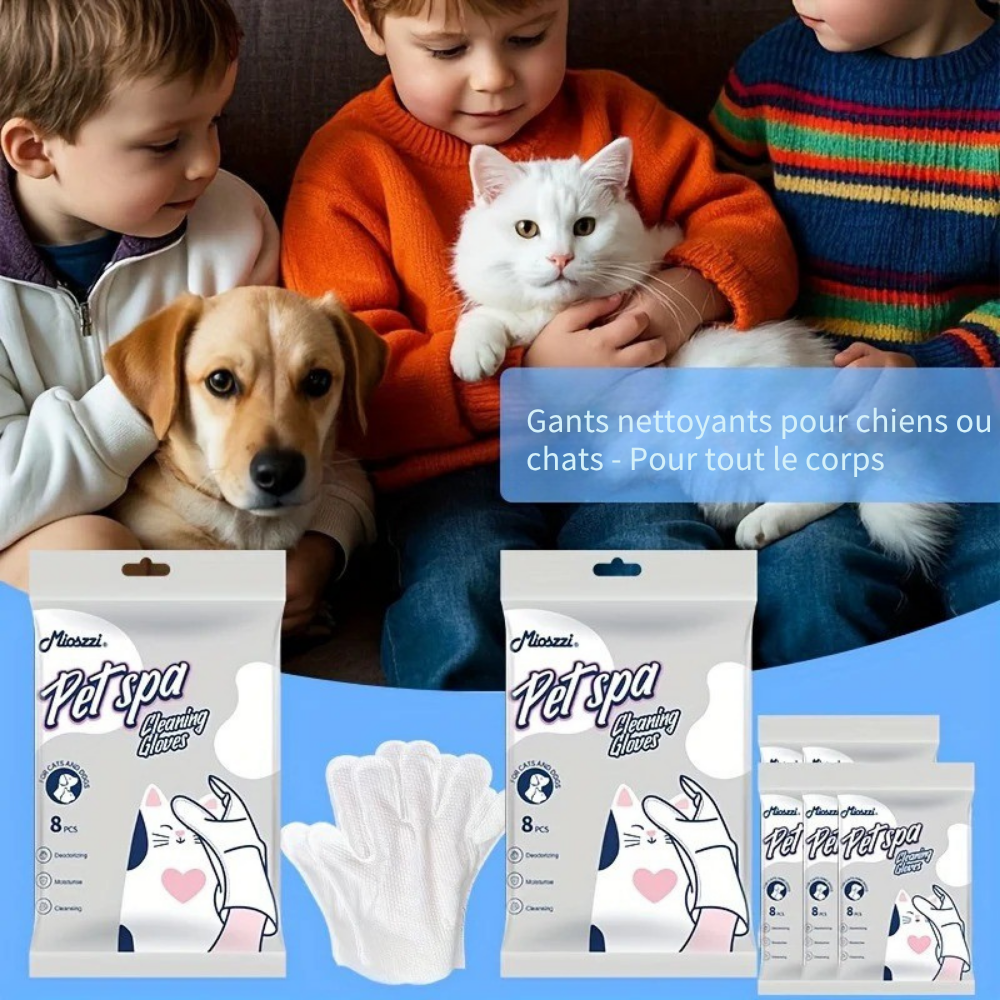 Gants Lingettes Nettoyants pour Chiens et Chats à l’Huile de Coco