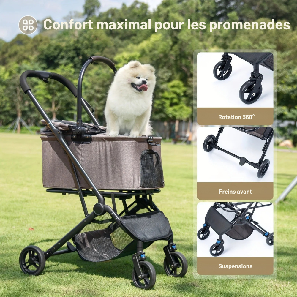 Poussette 2-en-1 pour Chats et Petits Chiens