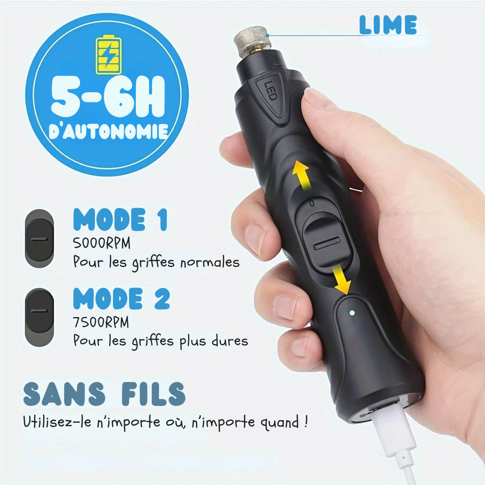 Limeur Électrique Silencieux pour Griffes avec LED
