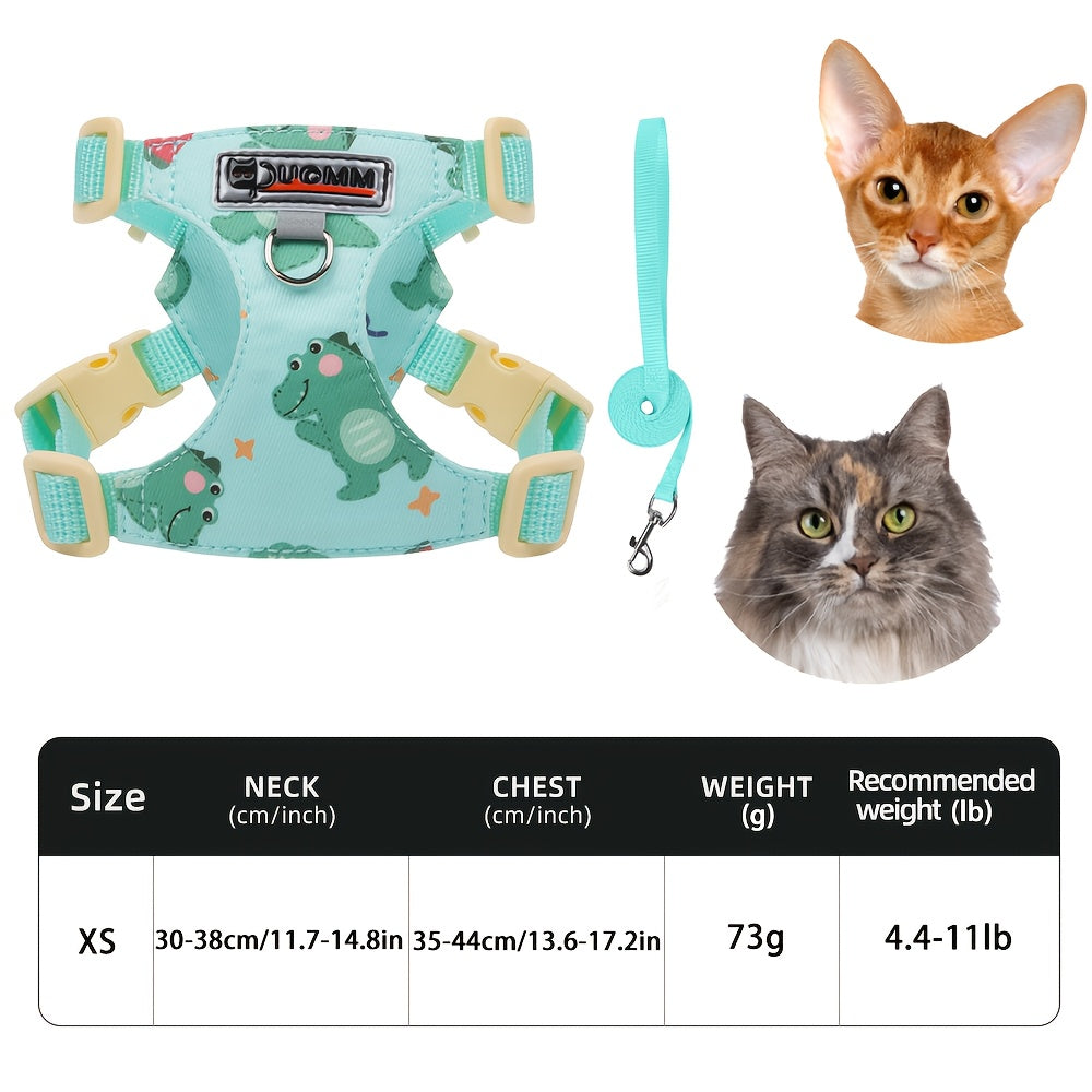 Harnais Imprimé Confortable avec Laisse pour Chats
