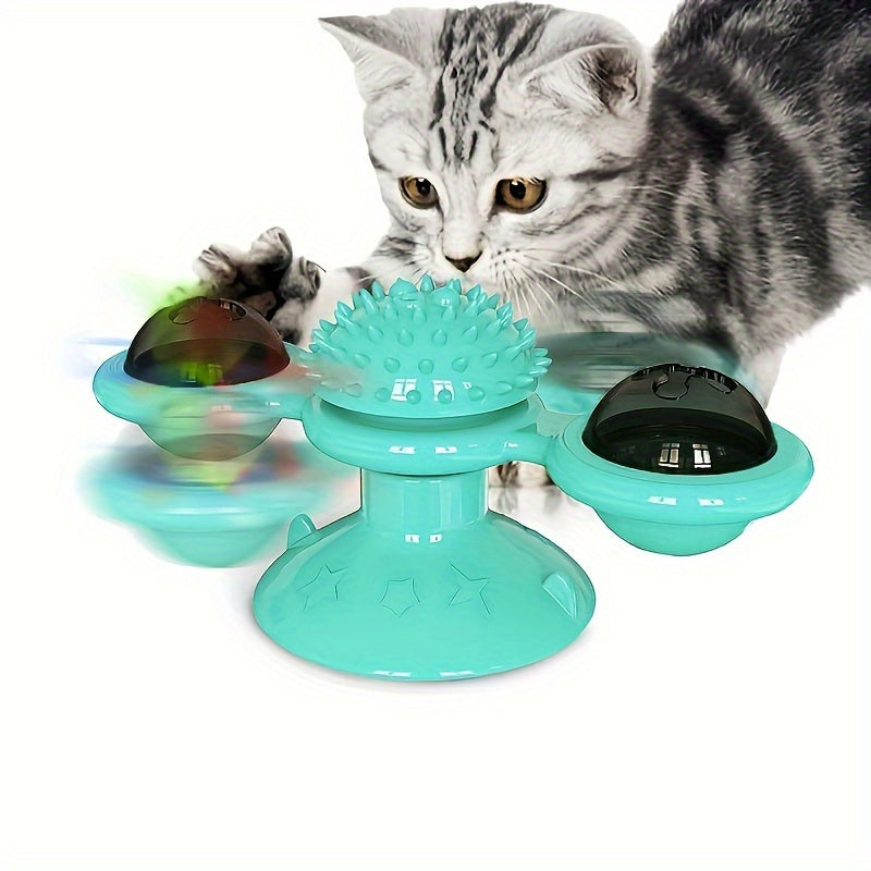 Jouet interactif pour chat en forme de moulin à vent