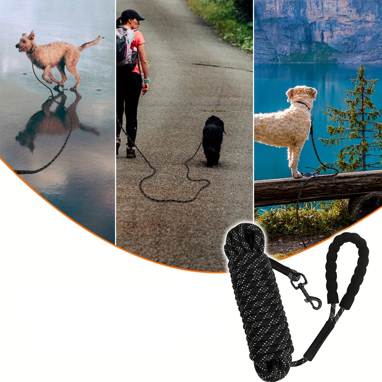 Laisse Longe en Corde Réfléchissante pour Chien