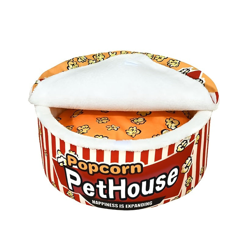 Panier Douillet pour Chats en Forme de Popcorn