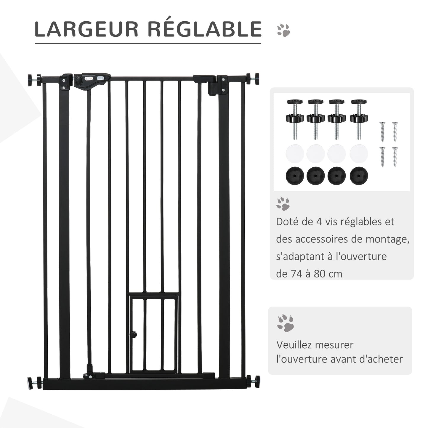 Barrière Sécurité Animaux en Acier Noir – 104x4 à 80 cm