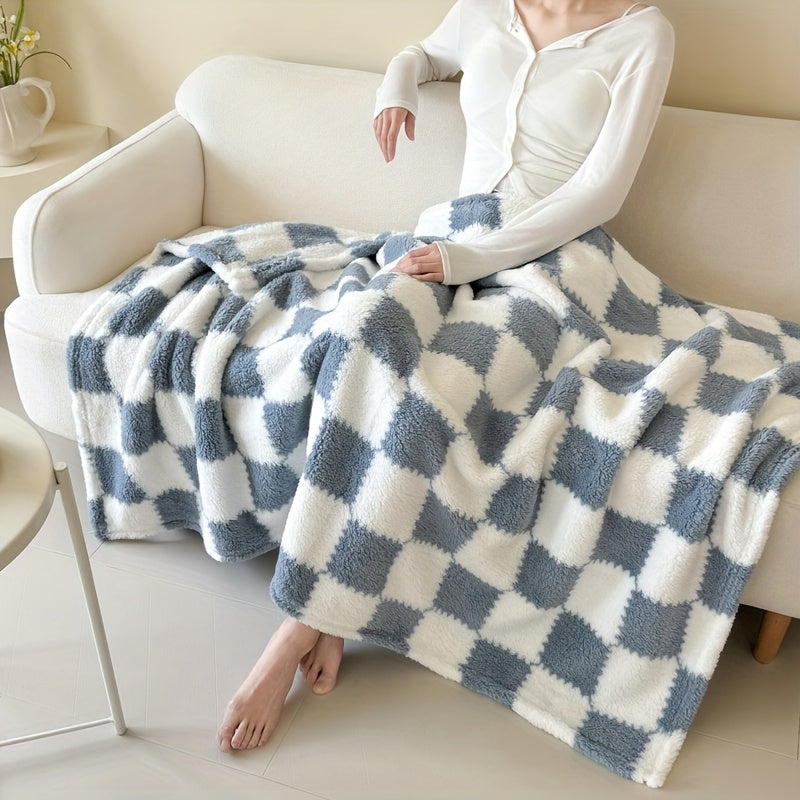 Plaid Flanelle à Carreaux Doux et Épais – Multi-Usages pour Humains et Animaux
