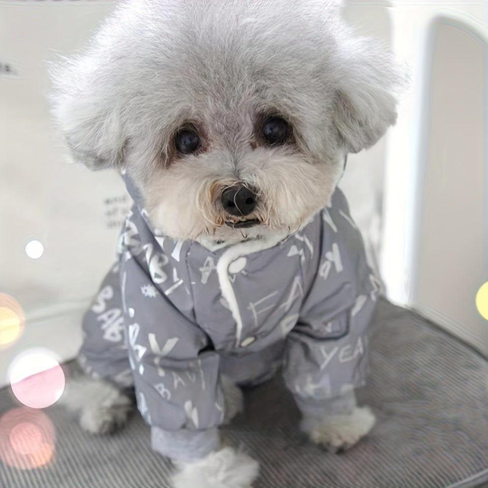 Combinaison Réfléchissante Grise pour Chiens et Chats – Vêtement Hiver à Capuche