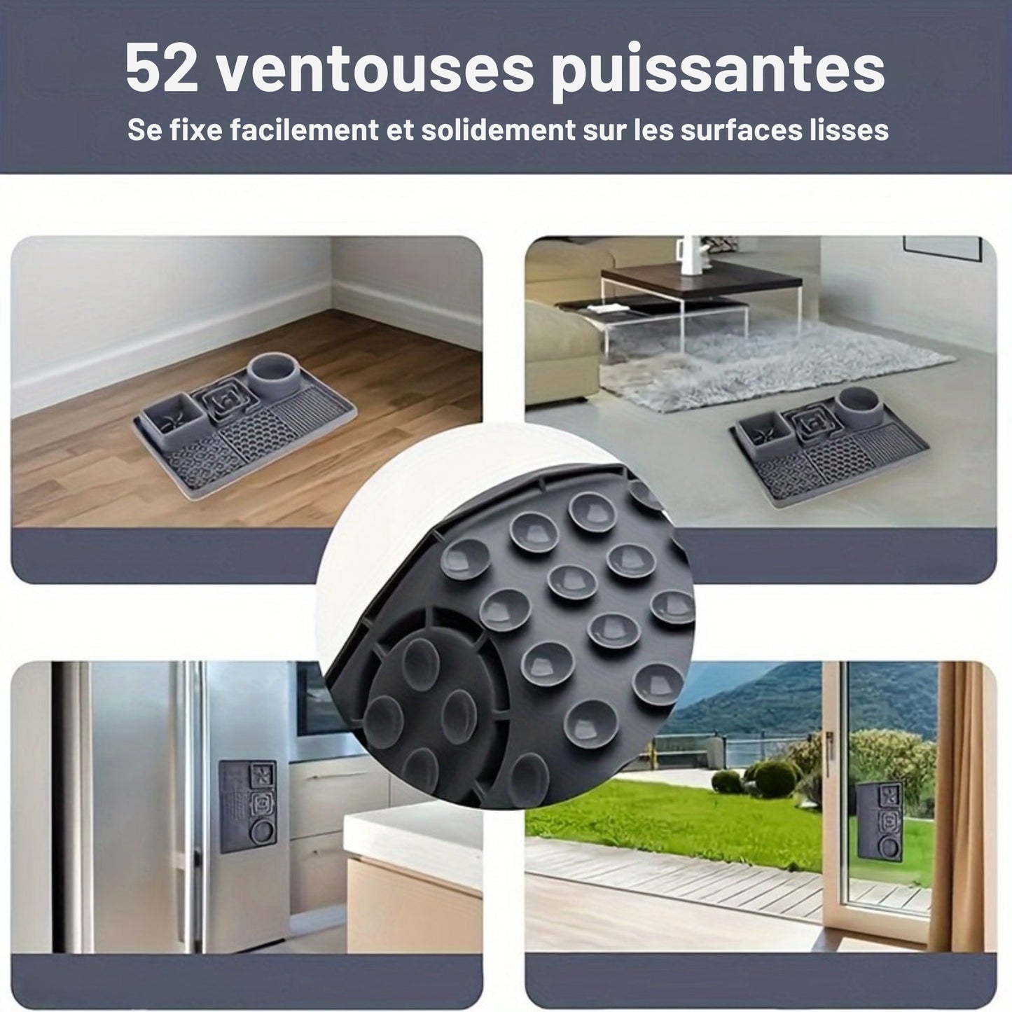 Tapis de léchage & gamelle anti-glouton avec ventouses pour chien