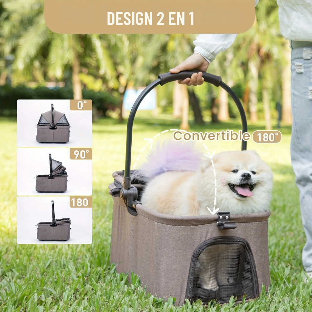 Poussette 2-en-1 pour Chats et Petits Chiens