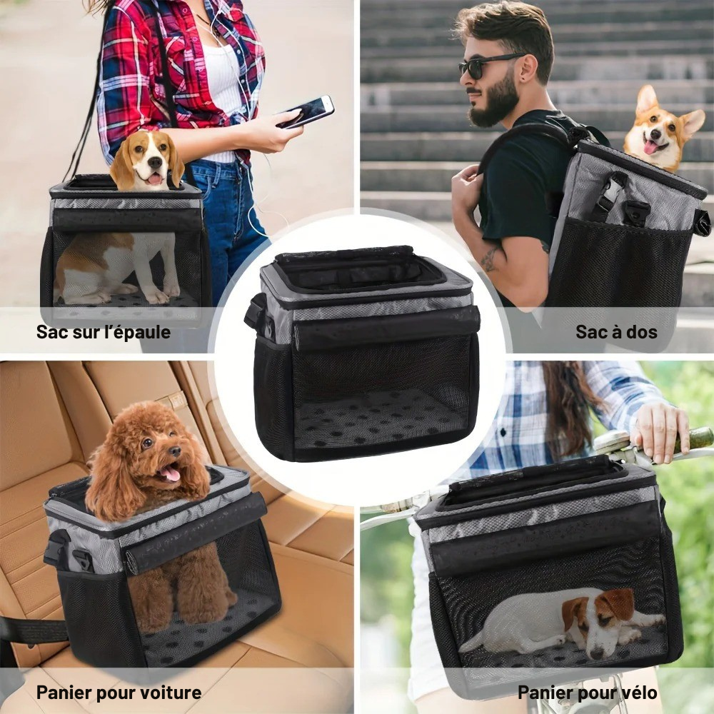 Panier vélo étanche 4-en-1 pour Chien et Chat