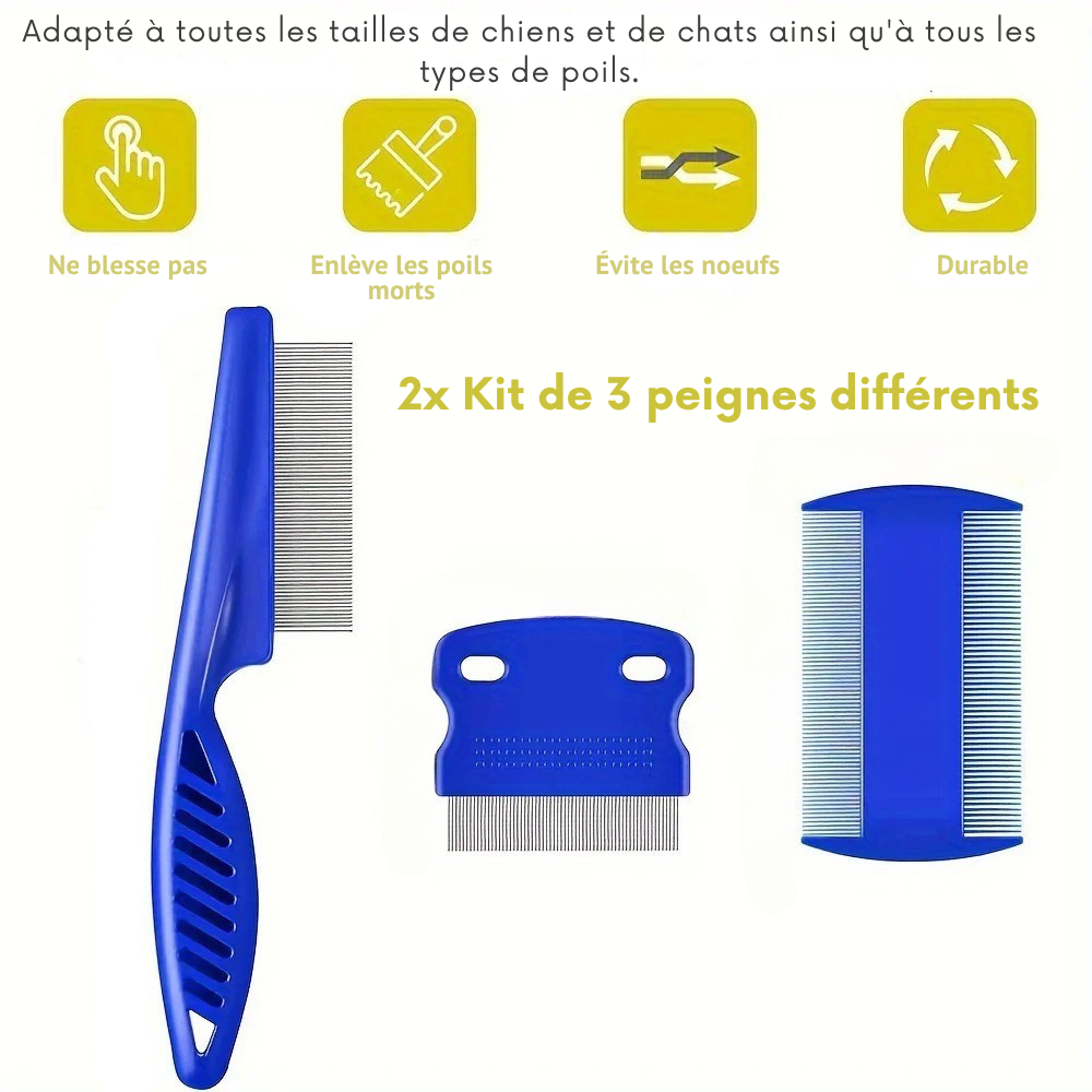 Ensemble de 6 Peignes Anti-Puces pour Chiens et Chats