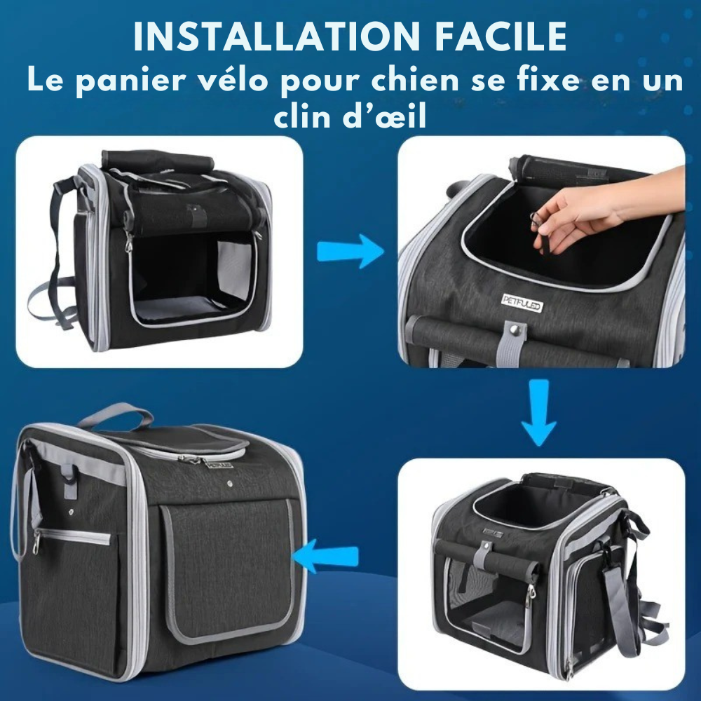 Panier vélo pliable et extensible pour chien et chat
