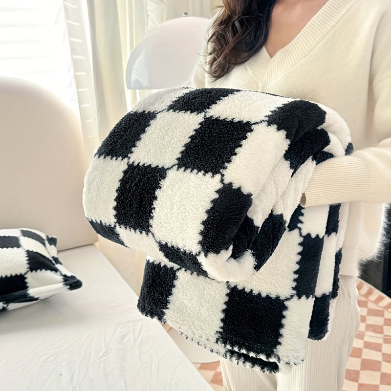 Plaid Flanelle à Carreaux Doux et Épais – Multi-Usages pour Humains et Animaux