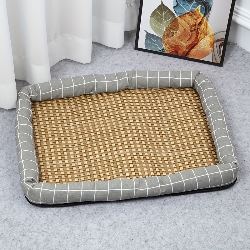 Panier Rafraîchissant Tressé Été Imprimé Cartoon pour Chien et Chat