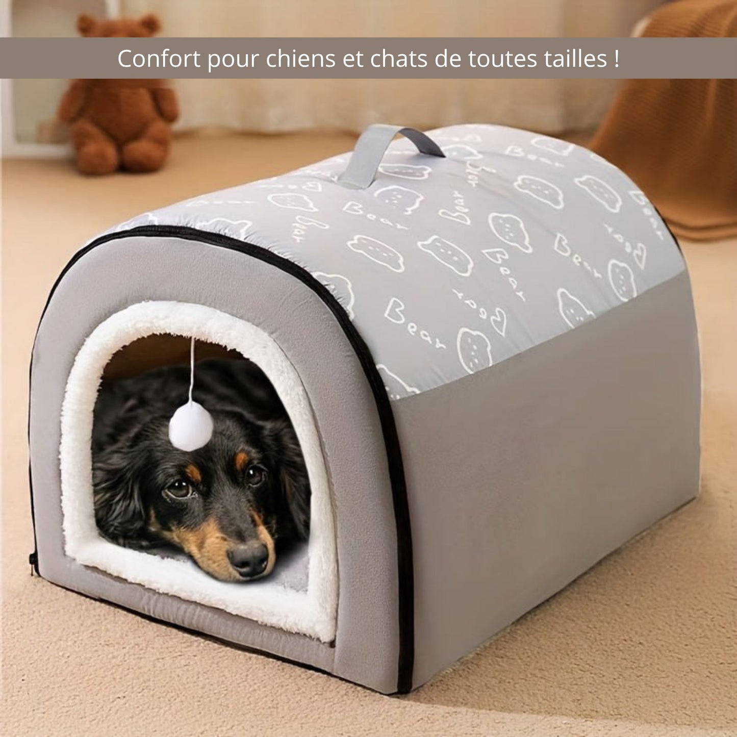 Niche 2-en-1 pliable en mousse mémoire pour chien et chat