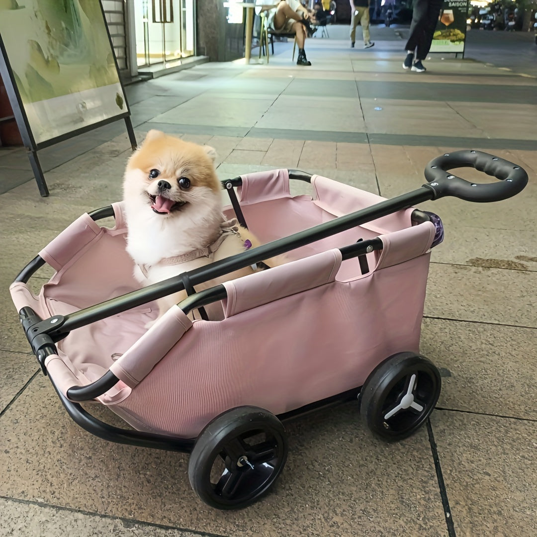 Chariot Pliable Rose pour Animaux – Version Compacte