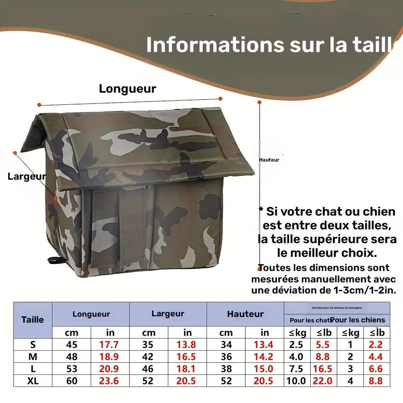 Refuge Camo Robuste et Imperméable pour Chats et Chiens