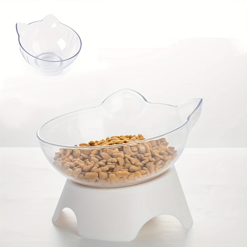 Gamelle Unique Inclinée Transparente Surélevée pour Chats – 13 cm
