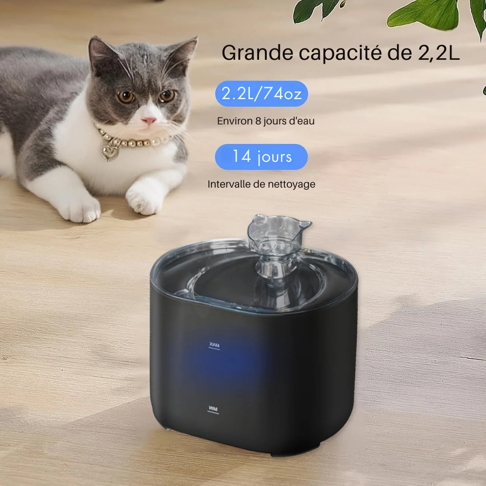 Fontaine à eau 2.2L USB pour chat & petit chien