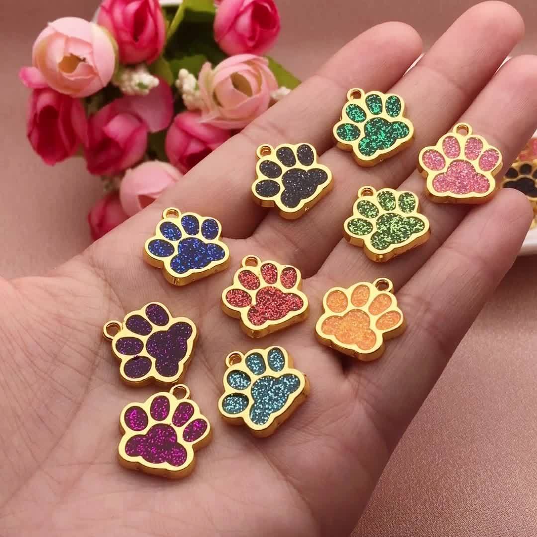 Lot de 10 Médailles Patte pour collier Chien & Chat
