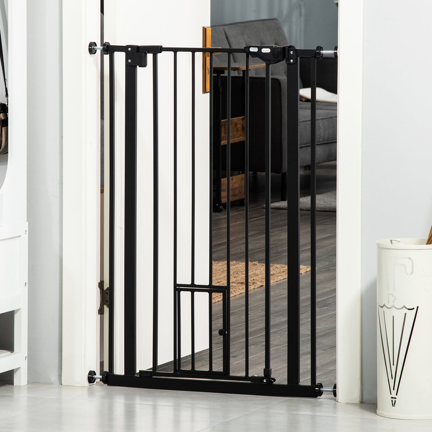 Barrière Sécurité Animaux en Acier Noir – 104x4 à 80 cm