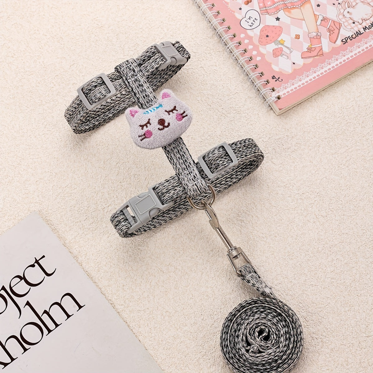 Harnais et Laisse pour Chat en Polyamide avec Motifs Ludiques