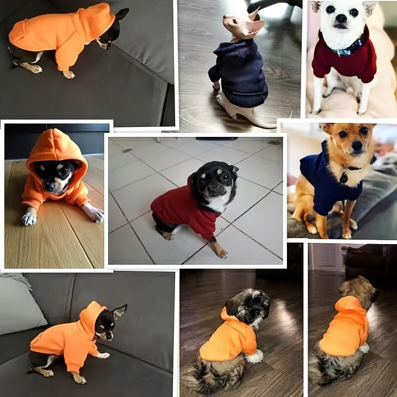 Sweat à Capuche Uni pour Chiens et Chats – Pull Hiver Doublé Polaire
