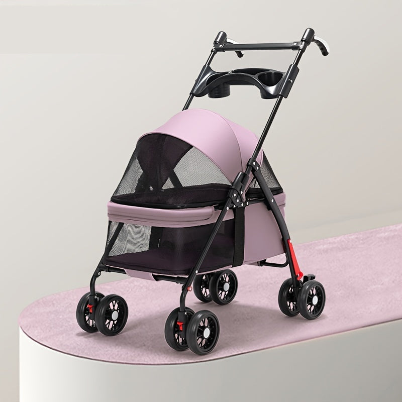 Poussette Pliable 4 Roues pour Petits à Moyens Chiens