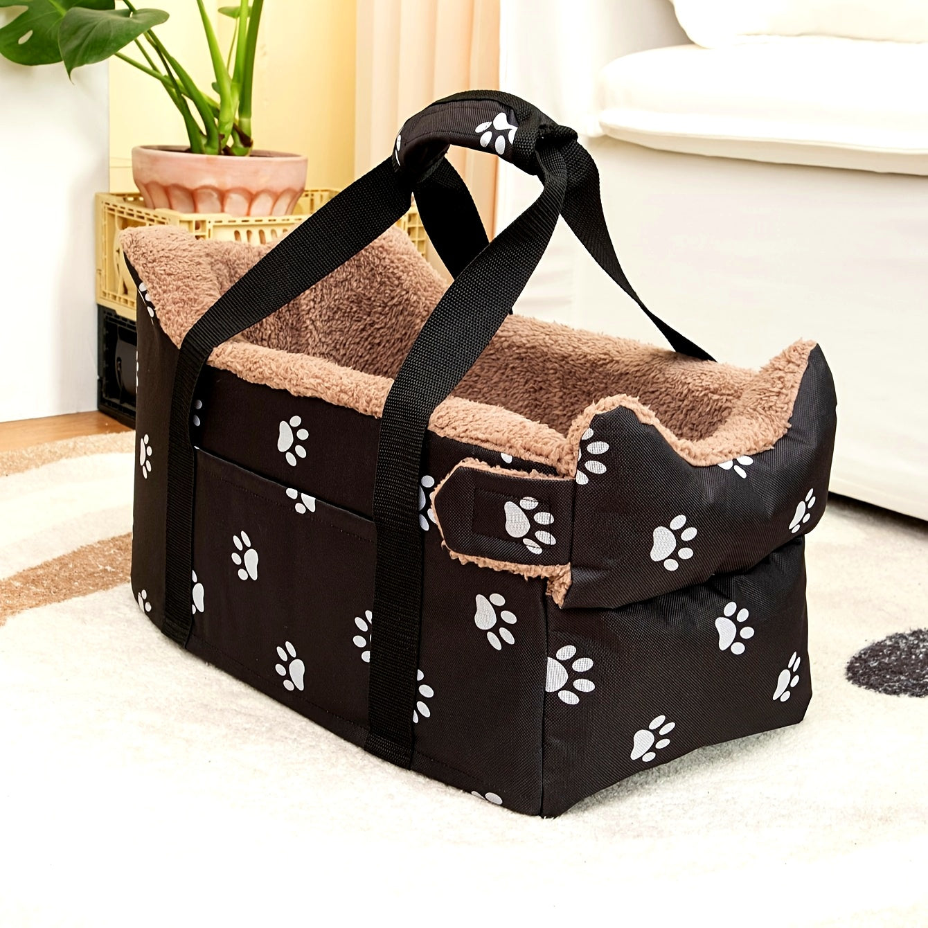 Panier auto pour petit chien avec matelas amovible