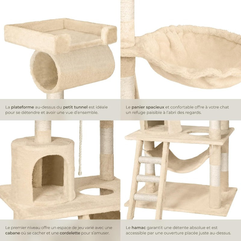 Arbre à Chat avec Hamac, Tunnel et Griffoirs en Sisal