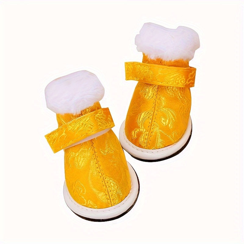 Bottines Hiver Style Tang pour Chiens et Chats – Chaussures Festives Doublées en Velours