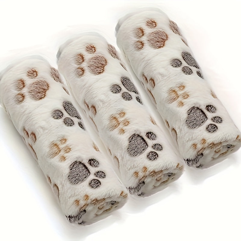 Lot de 3 Couvertures Flanelle à Empreintes pour Chiens et Chats