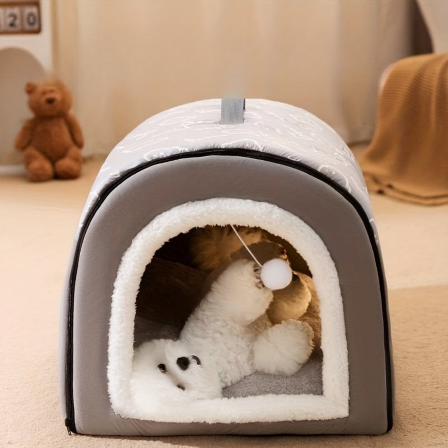 Niche 2-en-1 pliable en mousse mémoire pour chien et chat