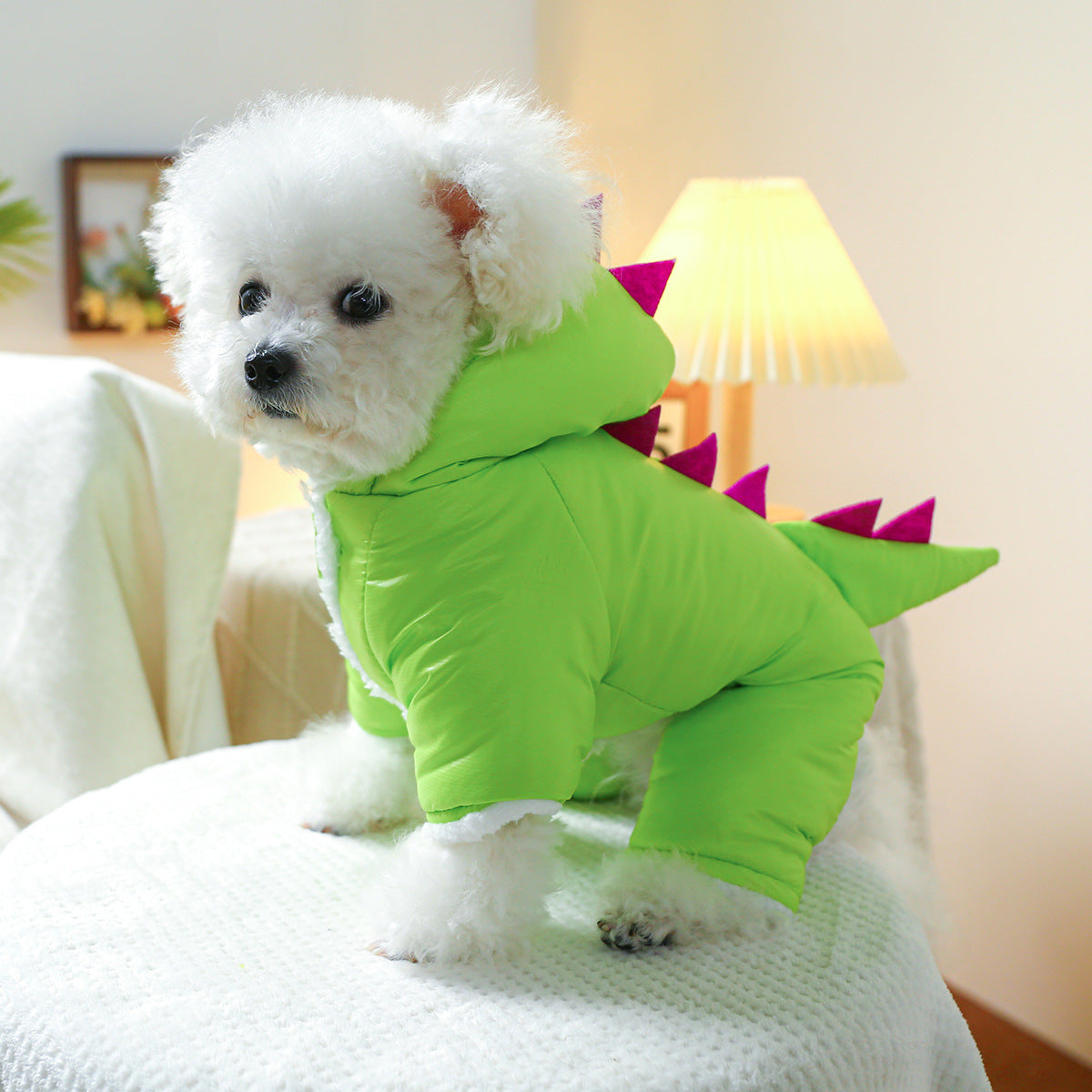 Manteau Dinosaure Fluorescent pour Chiens et Chats – Look Hiver Original
