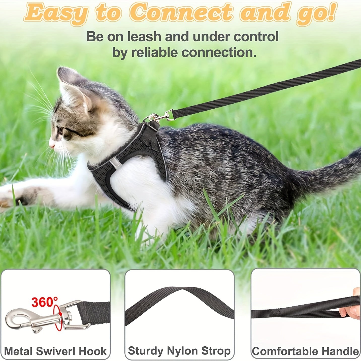 Harnais pour Chat Anti-Fuite avec Laisse